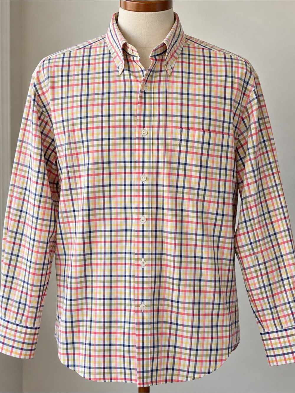 Orvis XL Multicolor Plaid Cotton Button Down Shirt Preppy Outdoor Classic EUC